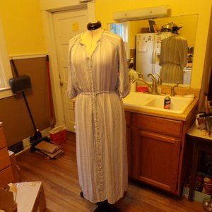 Gap B&W quasi-pin striped button-down maxi shirtdress with pockets